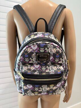 Loungefly Disney Villains All Over Print Mini Backpack featuring Maleficent, Urs